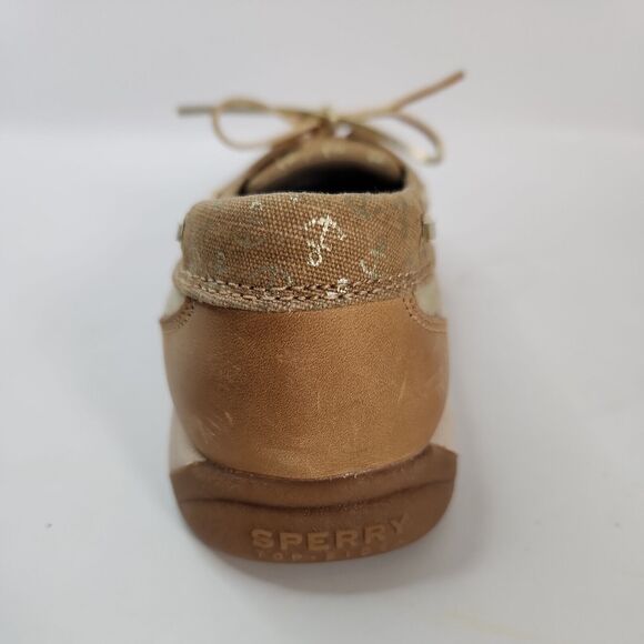 Sperry Womens Topsider Leather Deck Shoes Metallic Gold Anchor Sz 8.5M 97397 - Picture 12 of 16